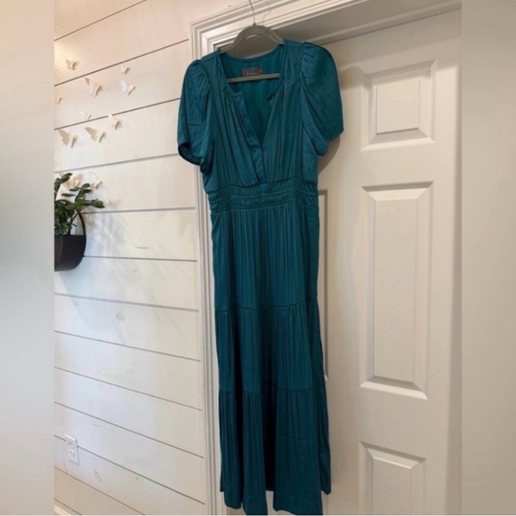 Anthropologie Silky Somerset Maxi Dress in Teal Size Medium - Picture 4 of 9